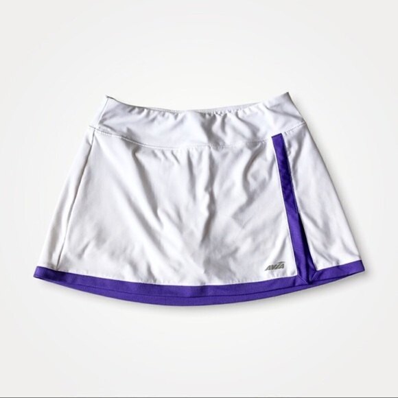 AVIA White & Purple Trim Tennis Athletic Skirt Skort Built In Shorts S - Picture 2 of 6
